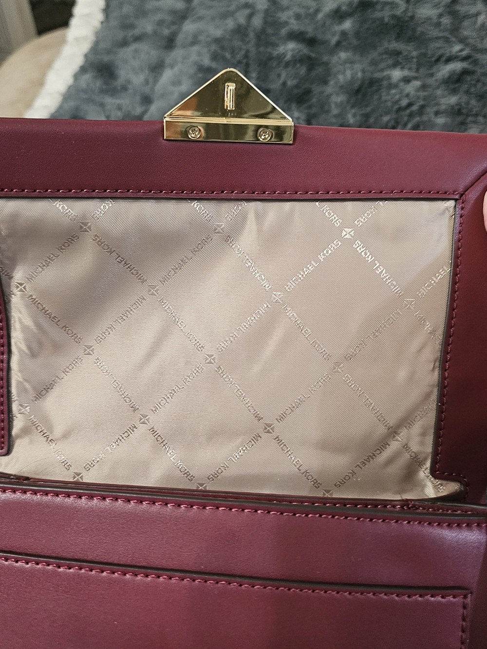Michael Kors Burgundy Leather Crossbody with Gold Chain - Picture 5 of 5